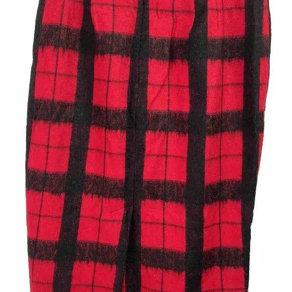 Talbots Women's Sz 2 Red Black Holiday Plaid Wool Pencil Skirt Lined Knee Work - Picture 4 of 6